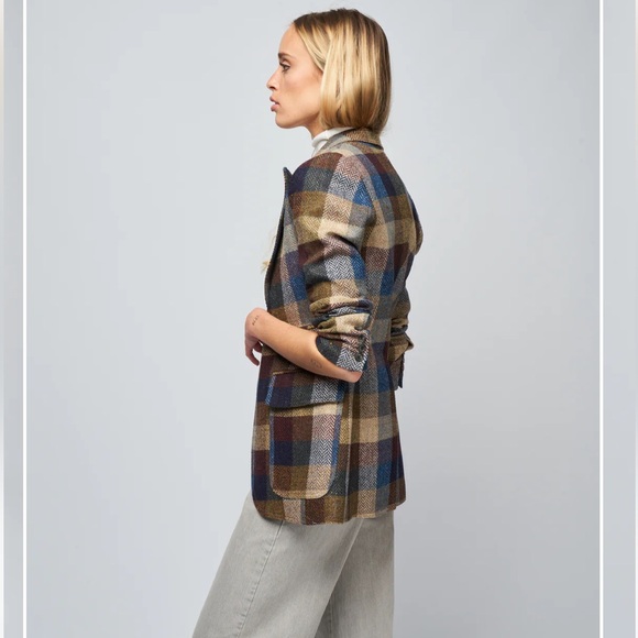 Smythe Birkin Blazer in Peri Lumberjack Check Women’s Size 6 - Picture 3 of 15